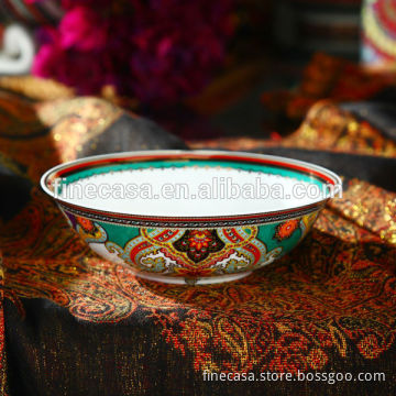 6 Inches Luxury Fine Hyper White Porcelain Salad Bowl of Paisley